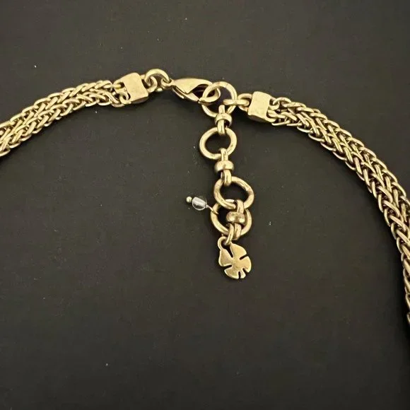 Lucky Brand Gold Statement Necklace Yellow Stone Cleopatra Goddess - Picture 7 of 9